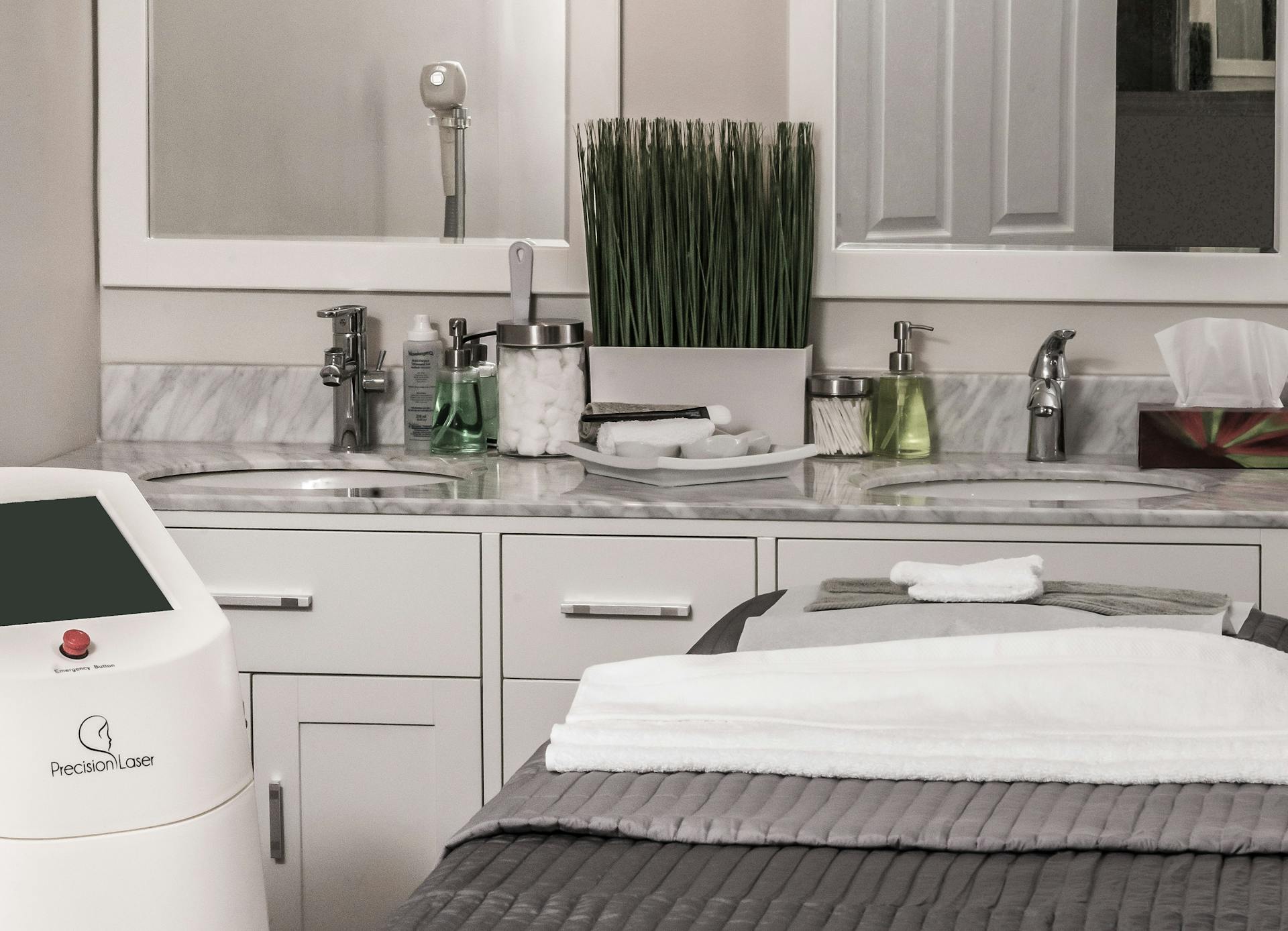 Medical spa treatment room prepared for aesthetic services